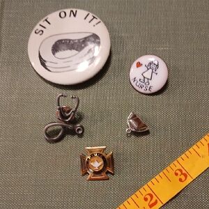 Vintage Nurse & Medical Pins Lot with White Nurse Button